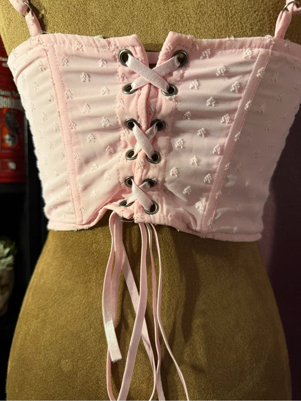 Women’s Pink Lace Bustier Corset Top